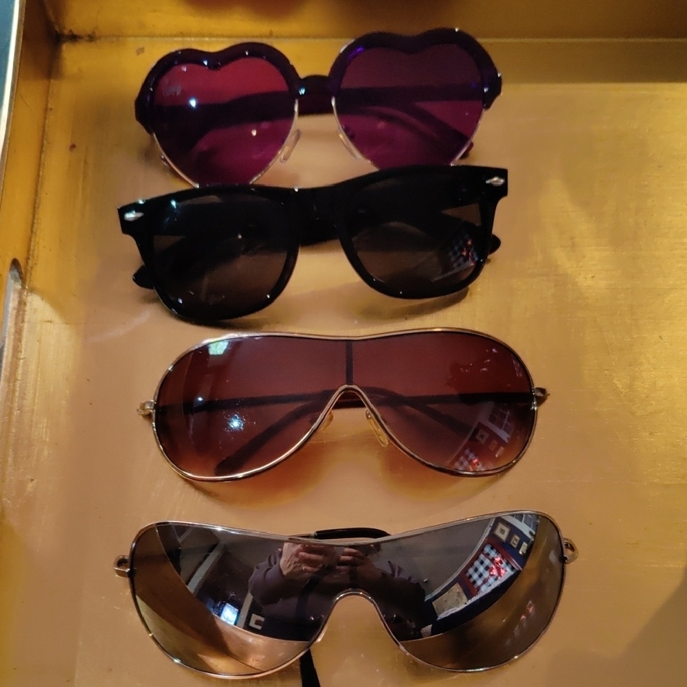 Stylish Sunglasses Set - Purple, Black, Brown, Silver